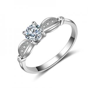 JZ110 Solid silver ring with rhodium plating, AAA cz